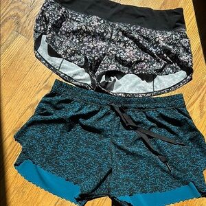 Lululemon Athletic Shorts HIT IT & Run?  Black and Teal Athletic Shorts